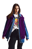 Open Herringbone Gilet With Shawl Style Collard in Purple