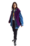 Open Herringbone Gilet With Shawl Style Collard in Purple