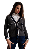 Gray Cardigan With Pockets and Channel Style