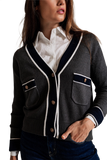 Gray Cardigan With Pockets and Channel Style