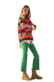 High Waist Flare Jean in Green