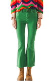 High Waist Flare Jean in Green