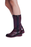 Chunky Zip Boots in Maroon