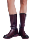 Chunky Zip Boots in Maroon