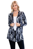 Feather Print Open Cardigan
