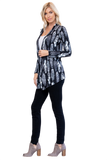 Feather Print Open Cardigan