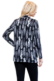 Feather Print Open Cardigan