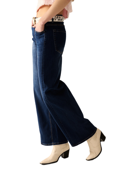 Dark Wash Wide Leg Stretch Denim Jeans