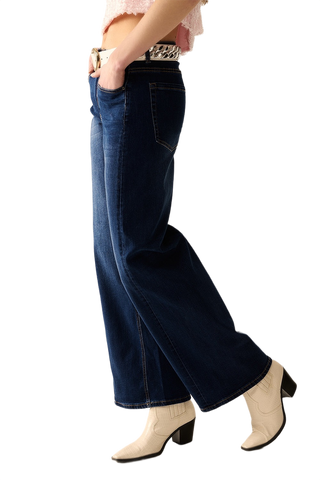 Dark Wash Wide Leg Stretch Denim Jeans