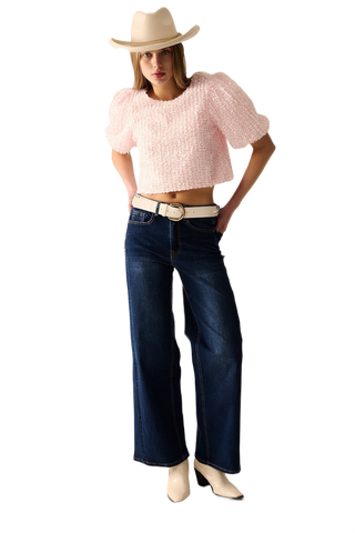 Dark Wash Wide Leg Stretch Denim Jeans