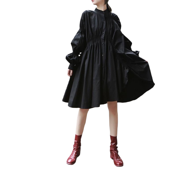 Hotaru Long Sleeve Pleated Shirt Dress