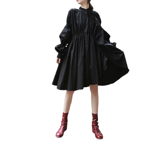 Hotaru Long Sleeve Pleated Shirt Dress