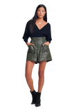 Knitted Sweater With Wrapped V-Neck in Black