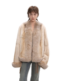 Paris Pictorial Vintage Two-Tone Fox Fur Collar Soft Otter Fur Jacket