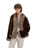 Paris Pictorial Vintage Two-Tone Fox Fur Collar Soft Otter Fur Jacket