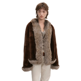 Paris Pictorial Vintage Two-Tone Fox Fur Collar Soft Otter Fur Jacket
