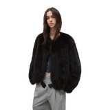 Morning Mist Manor Urban Chic Chicken Heart Collar Drop Shoulder Fox Fur Coat