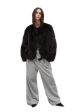 Morning Mist Manor Urban Chic Chicken Heart Collar Drop Shoulder Fox Fur Coat