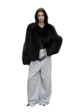 Morning Mist Manor Urban Chic Chicken Heart Collar Drop Shoulder Fox Fur Coat