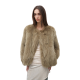 Morning Mist Manor Urban Chic Chicken Heart Collar Drop Shoulder Fox Fur Coat