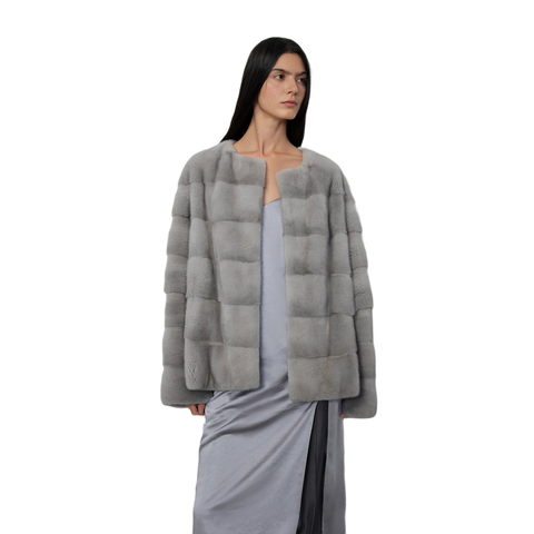 Vintage Clock Velvet Mink Fur Coat Winter