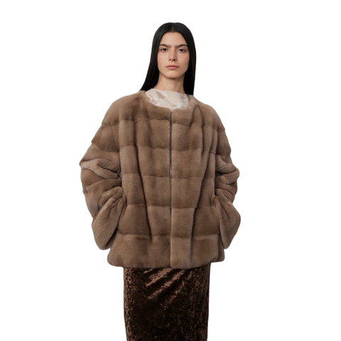 Vintage Clock Velvet Mink Fur Coat Winter