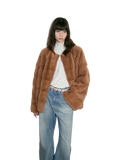 Vintage Clock Velvet Mink Fur Coat Winter