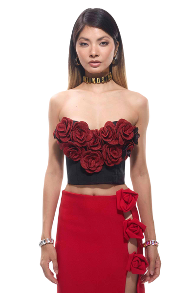 Rosa Flower Patch Corset Mini Top