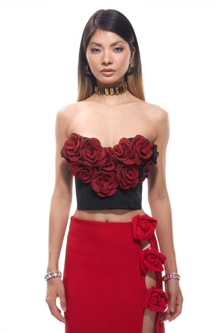 Rosa Flower Patch Corset Mini Top