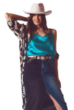 Satin Crop Top in Turquoise