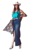 Satin Crop Top in Turquoise