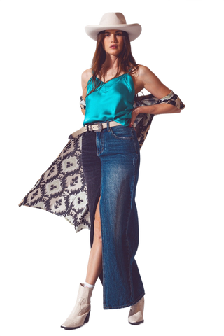 Satin Crop Top in Turquoise