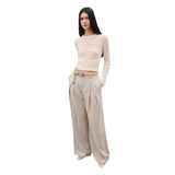 "City Stroll" Casual and Relaxed Wool-Blend Double-Pleated Straight Draped Wide-Leg Casual Trousers for Autumn