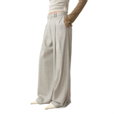 "City Stroll" Casual and Relaxed Wool-Blend Double-Pleated Straight Draped Wide-Leg Casual Trousers for Autumn