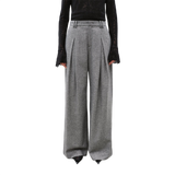 "City Stroll" Casual and Relaxed Wool-Blend Double-Pleated Straight Draped Wide-Leg Casual Trousers for Autumn