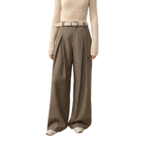 "City Stroll" Casual and Relaxed Wool-Blend Double-Pleated Straight Draped Wide-Leg Casual Trousers for Autumn