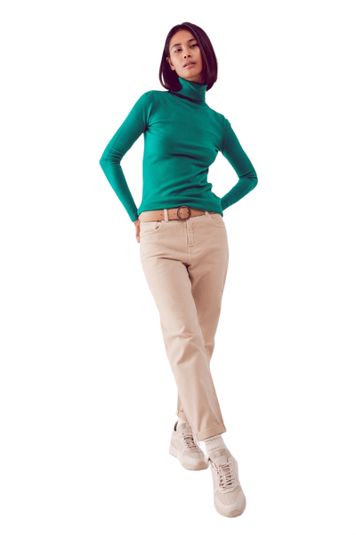 Cotton Mid Jean in BEIGE