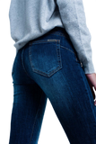 Dark Wash High Waist Jeans With Rhinestone Details