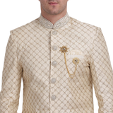 Traditional Sherwani in Diamond Work on Neck and Sleeves