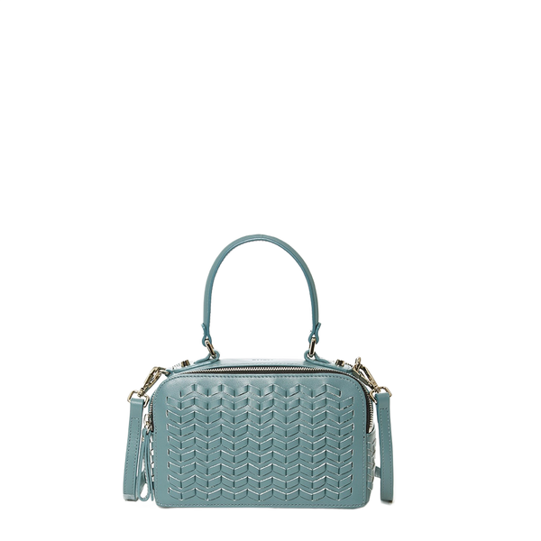 SUSU Woven Leather Crossbody Bag Blue Purse Women's Handbag