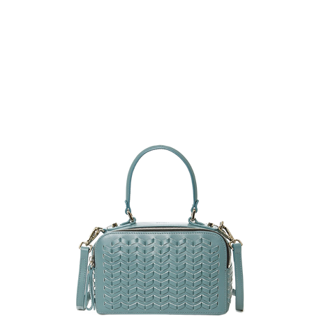 SUSU Woven Leather Crossbody Bag Blue Purse Women's Handbag