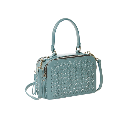 SUSU Woven Leather Crossbody Bag Blue Purse Women's Handbag
