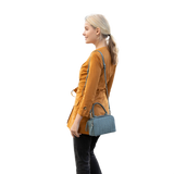 SUSU Woven Leather Crossbody Bag Blue Purse Women's Handbag