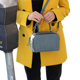 SUSU Woven Leather Crossbody Bag Blue Purse Women's Handbag