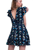 Navy Flower Printed Jumpsuit