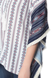 Navy Oversized Poncho Top in Tribe Print