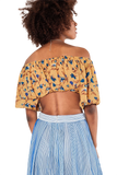Off Shoulder Floral Crop Top in Mustard