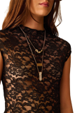 Romantic Lace T-Shirt With Cap Sleeves in Black