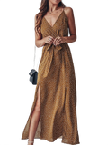 Sexy Backless Slit Beach Summer Floral Print Dress