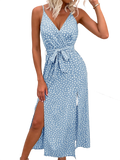 Sexy Backless Slit Beach Summer Floral Print Dress
